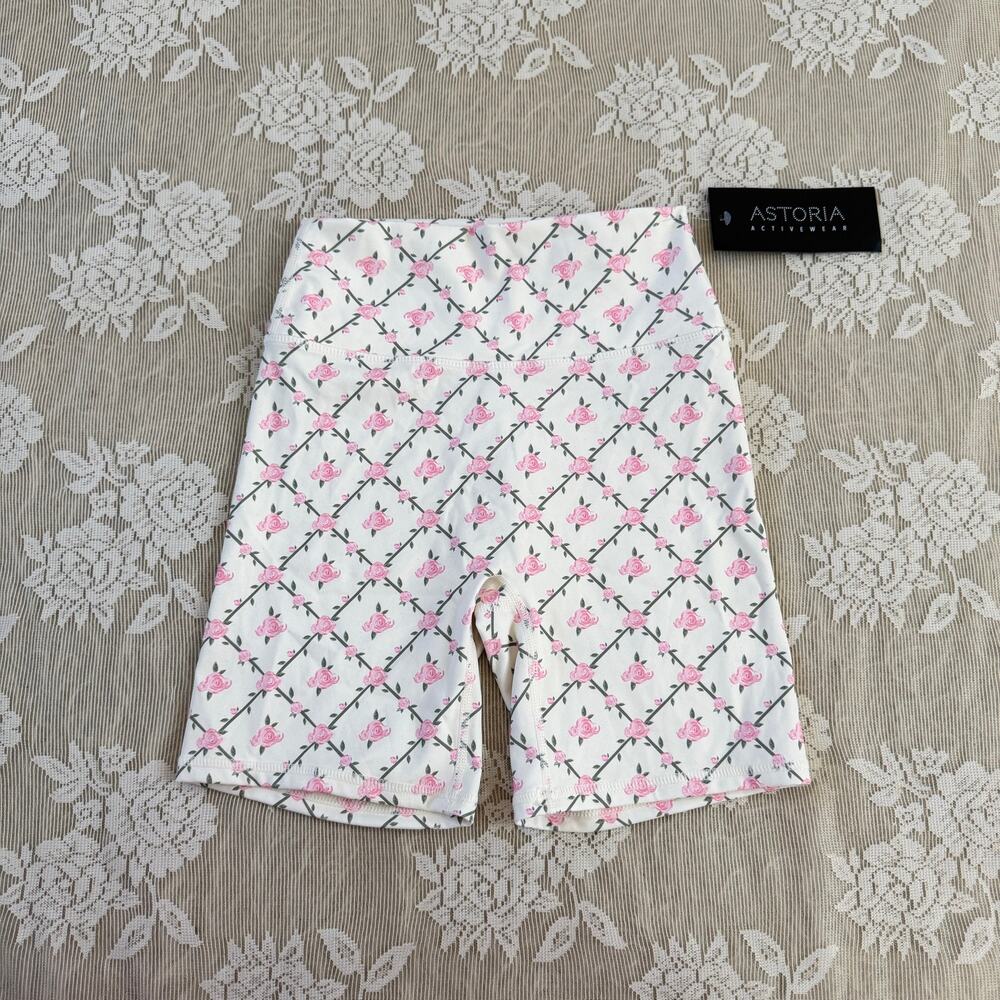 Astoria Activewear Rose Print Biker Shorts Size S NWT